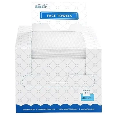 HOMEXCEL Disposable Face Towels – 50 Count Biodegradable