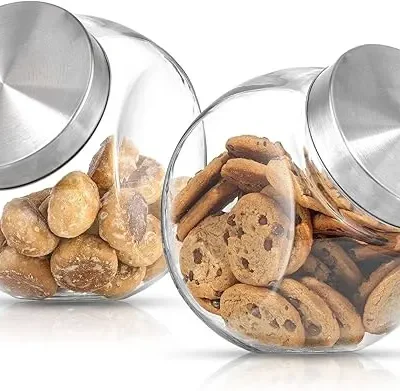 JoyJolt 2-Pack All-Sides Glass Cookie Jars with Lids