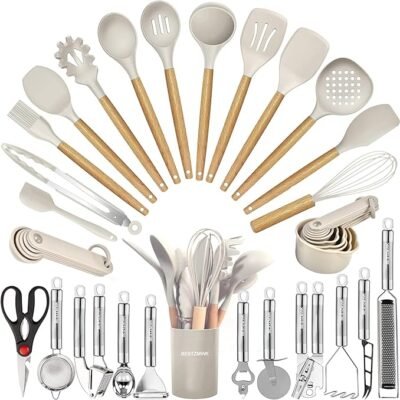 35-Piece Silicone & Wood Kitchen Utensil Set