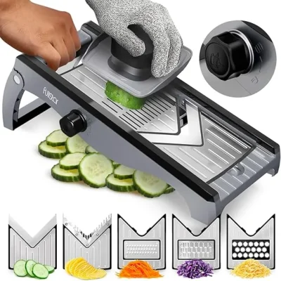 Fullstar 7-in-1 Mandoline Slicer – Stainless Steel, Adjustable Blades