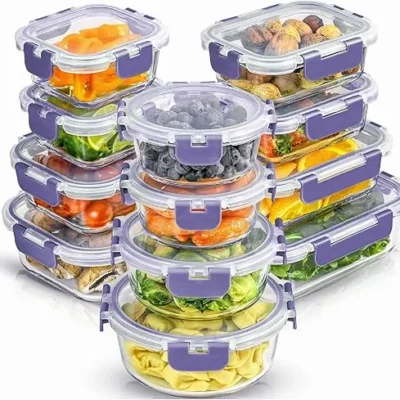 JoyJolt 24-Piece Borosilicate Glass Food Storage Container Set