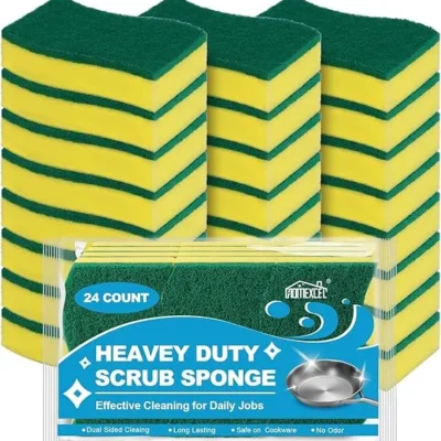 HOMEXCEL Heavy Duty Kitchen Sponges – 24 Pack Yellow