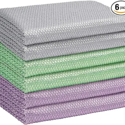 HOMEXCEL Microfiber Glass Cleaning Cloths – 6 Pack